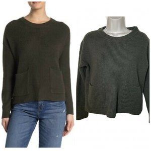 Madewell Patch Pockets Olive Green Knit Sweater Size Small